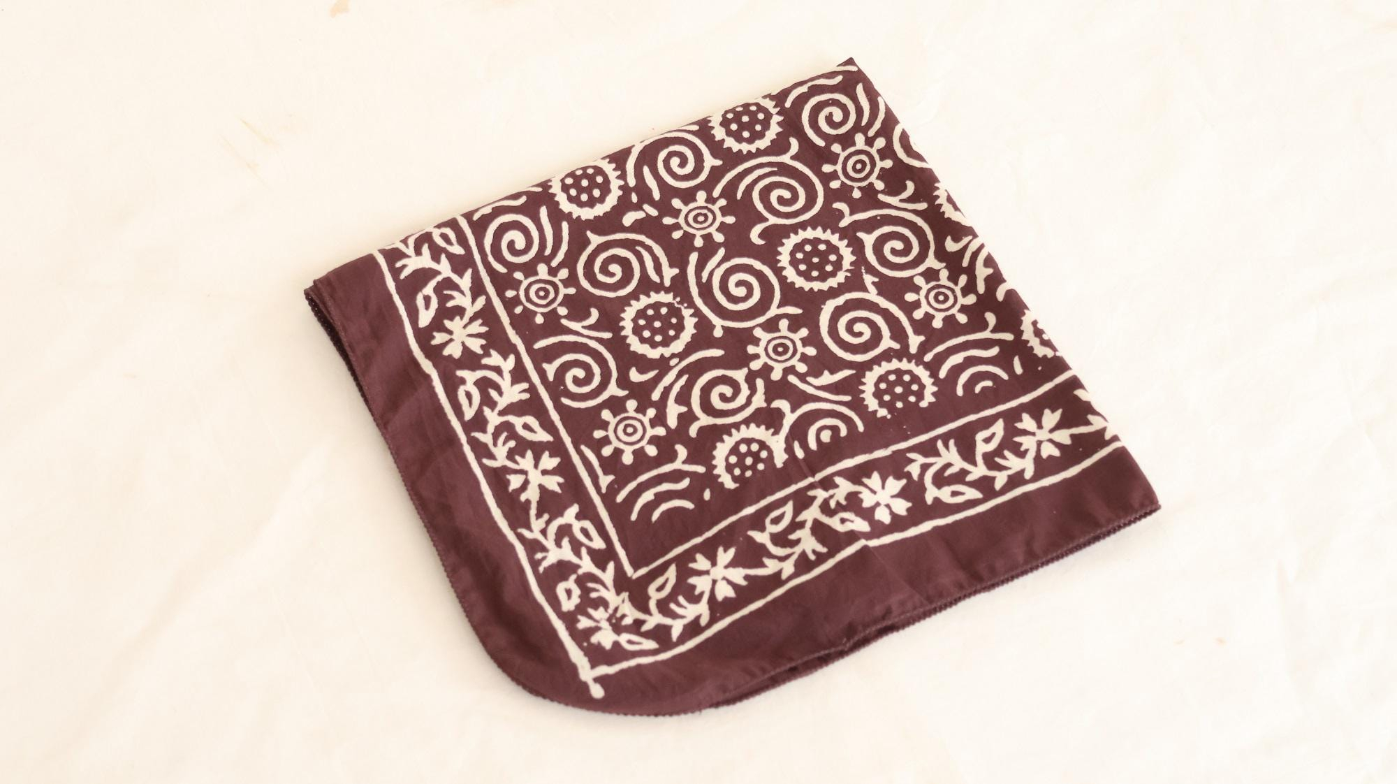Burgundy Ivory Celestial Paisley Bandana Scarf - Image 2