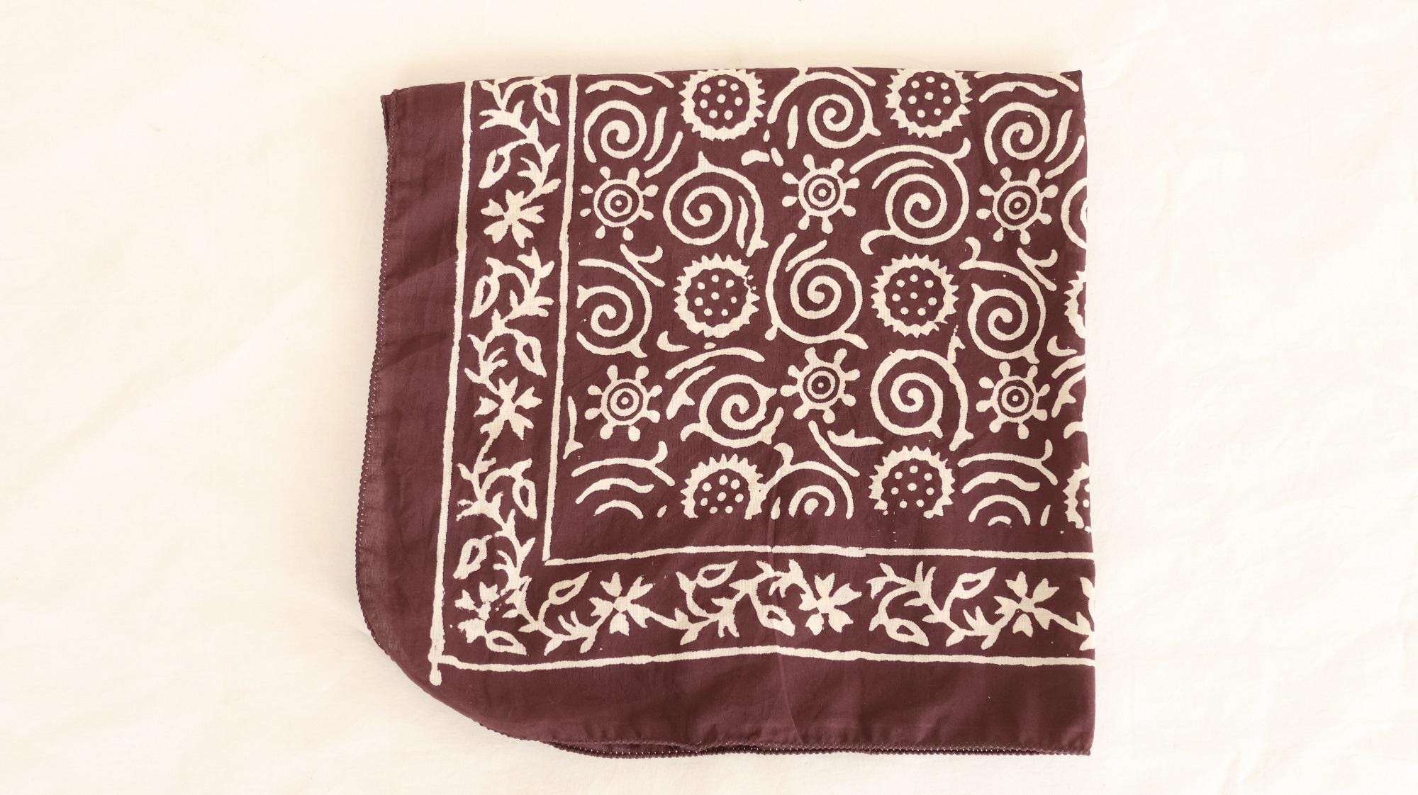 Burgundy Ivory Celestial Paisley Bandana Scarf - Image 3