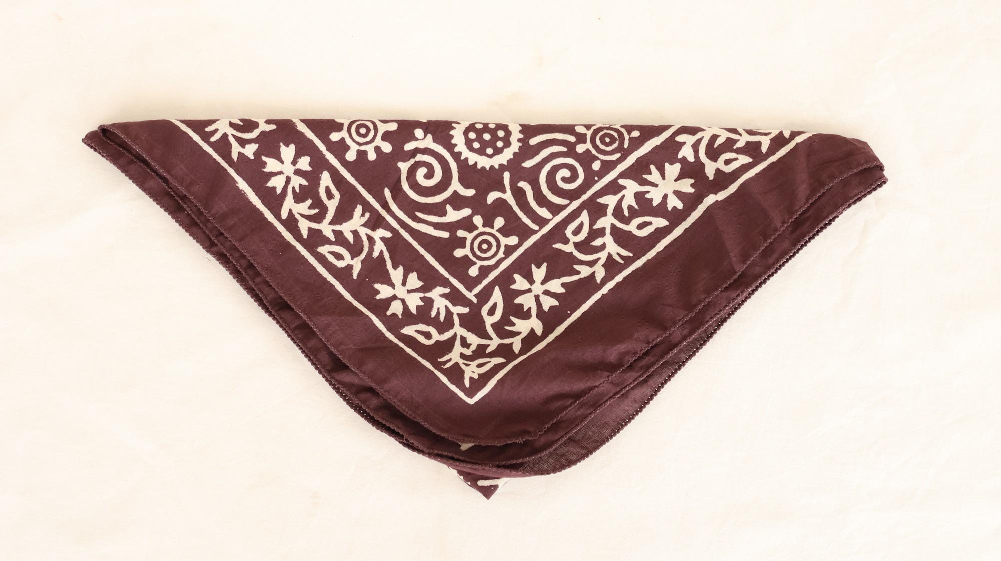 Burgundy Ivory Celestial Paisley Bandana Scarf - Image 4