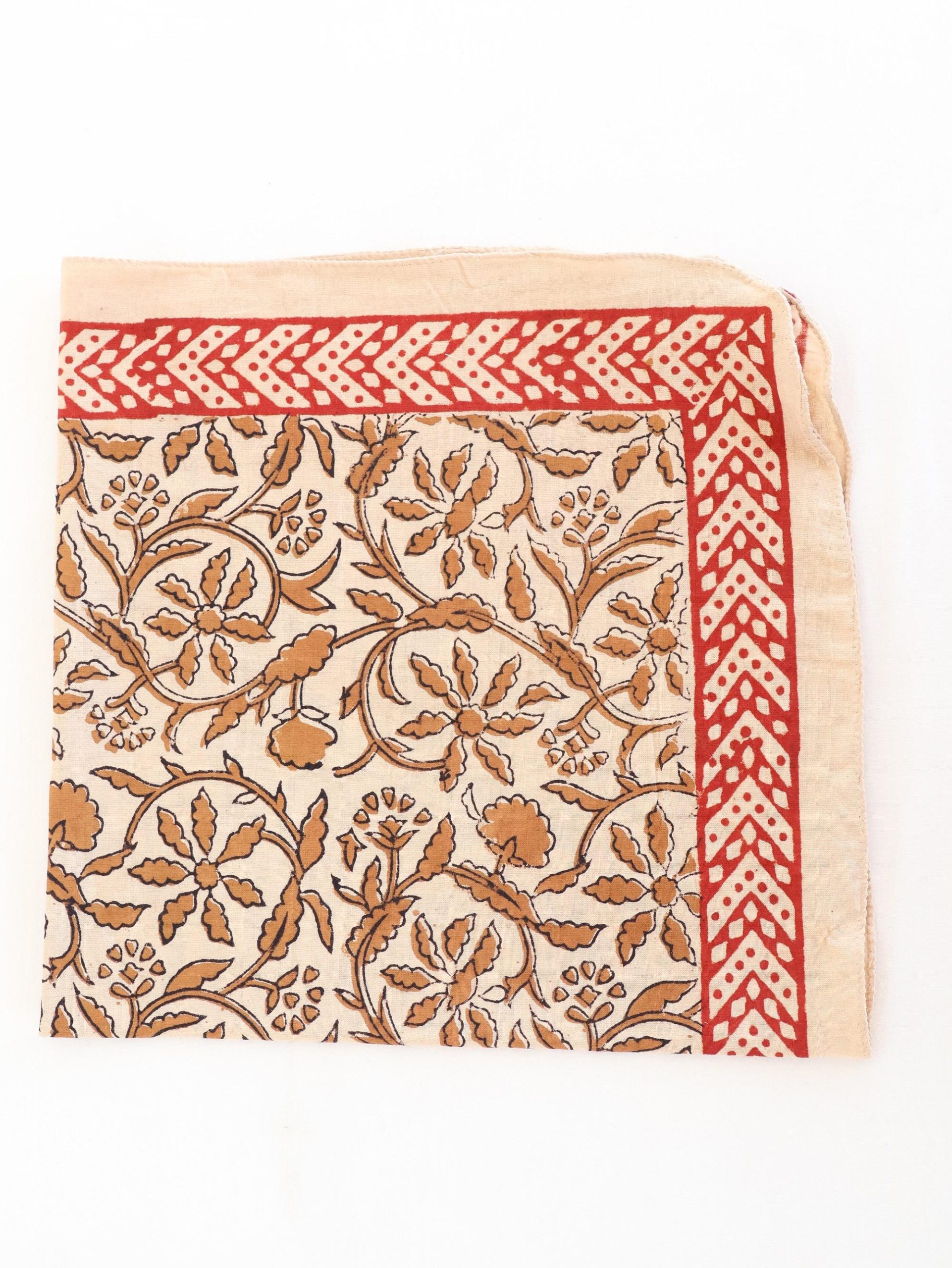 Rust Red Floral Geometric Border Bandana Scarf - Image 4