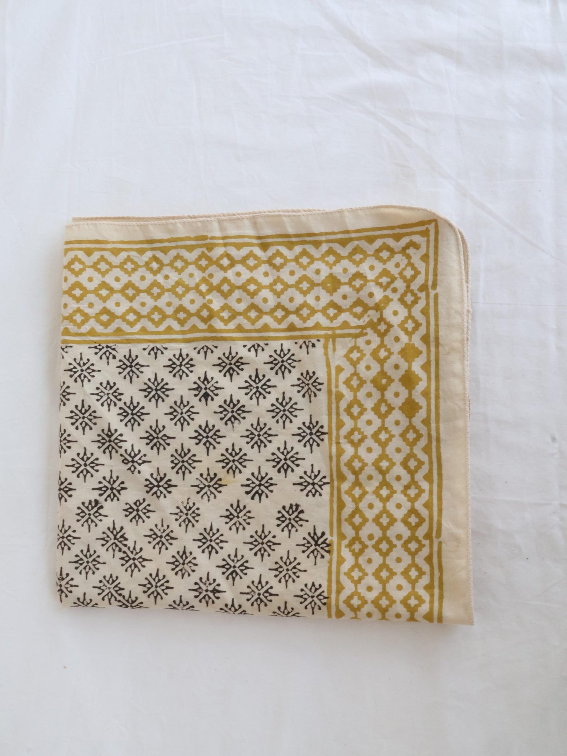 Mustard Geometric Floral Print Bandana Scarf - Image 5