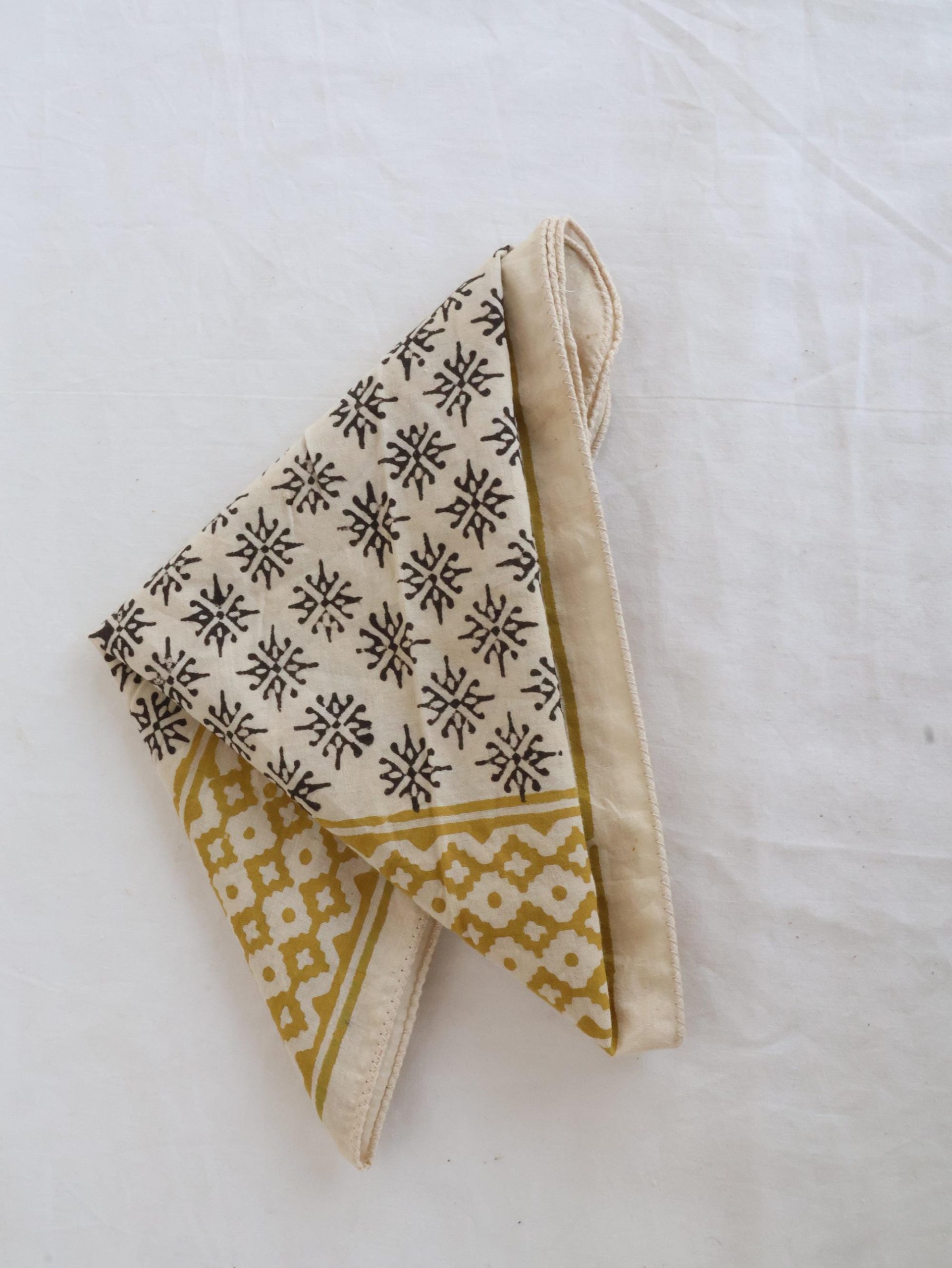 Mustard Geometric Floral Print Bandana Scarf - Image 3