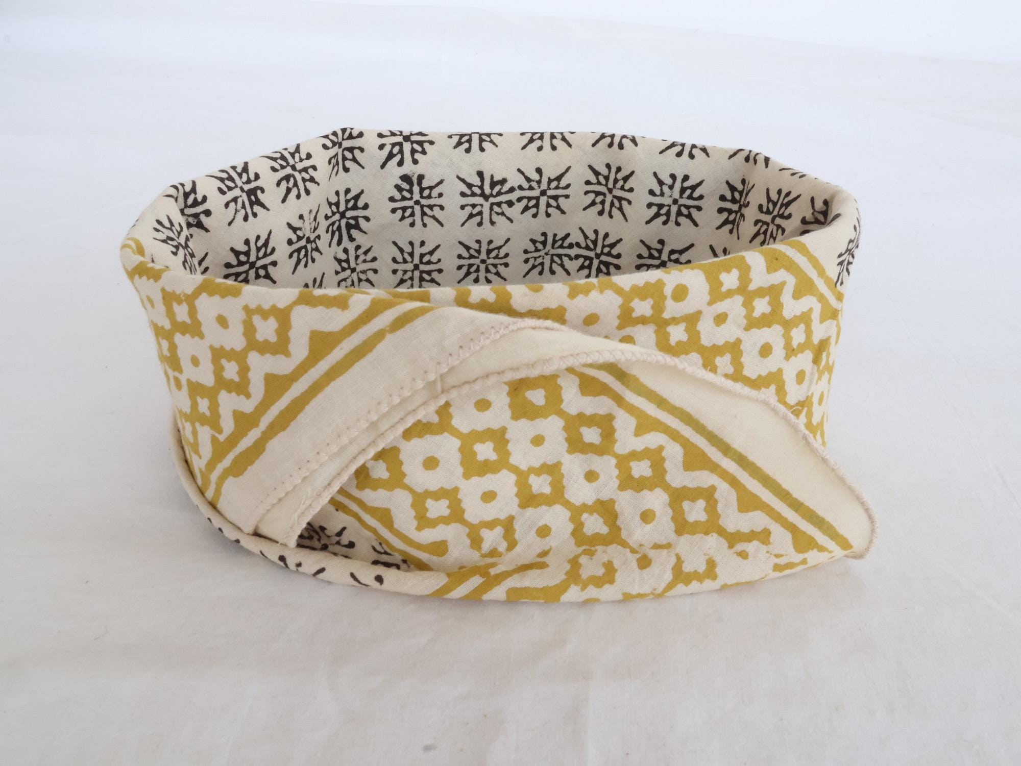 Mustard Geometric Floral Print Bandana Scarf - Image 4