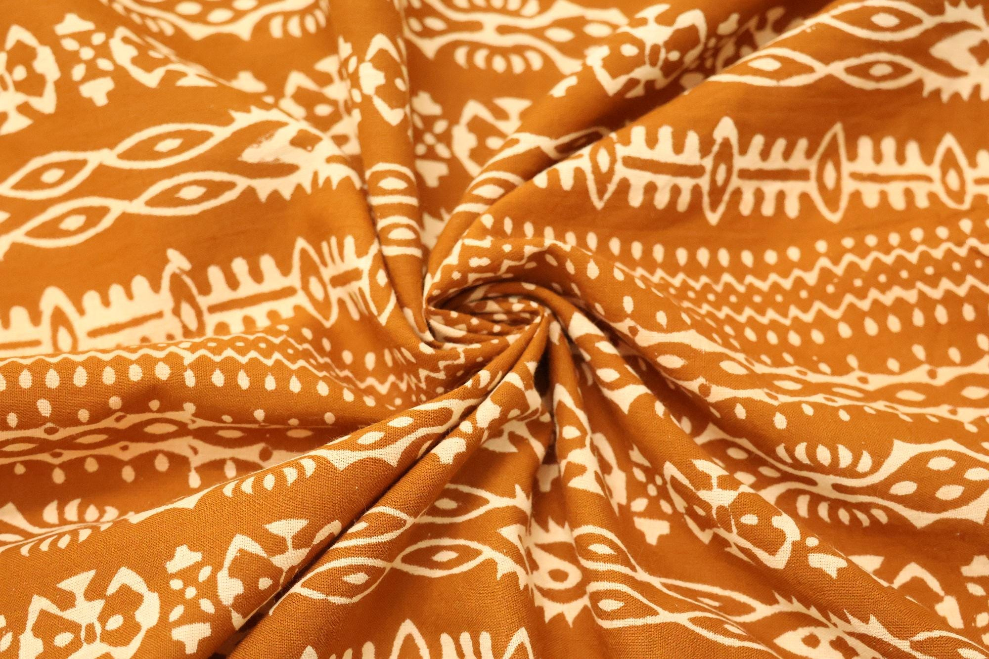 Rust Brown Geometric Tribal Print Bandana Scarf - Image 2