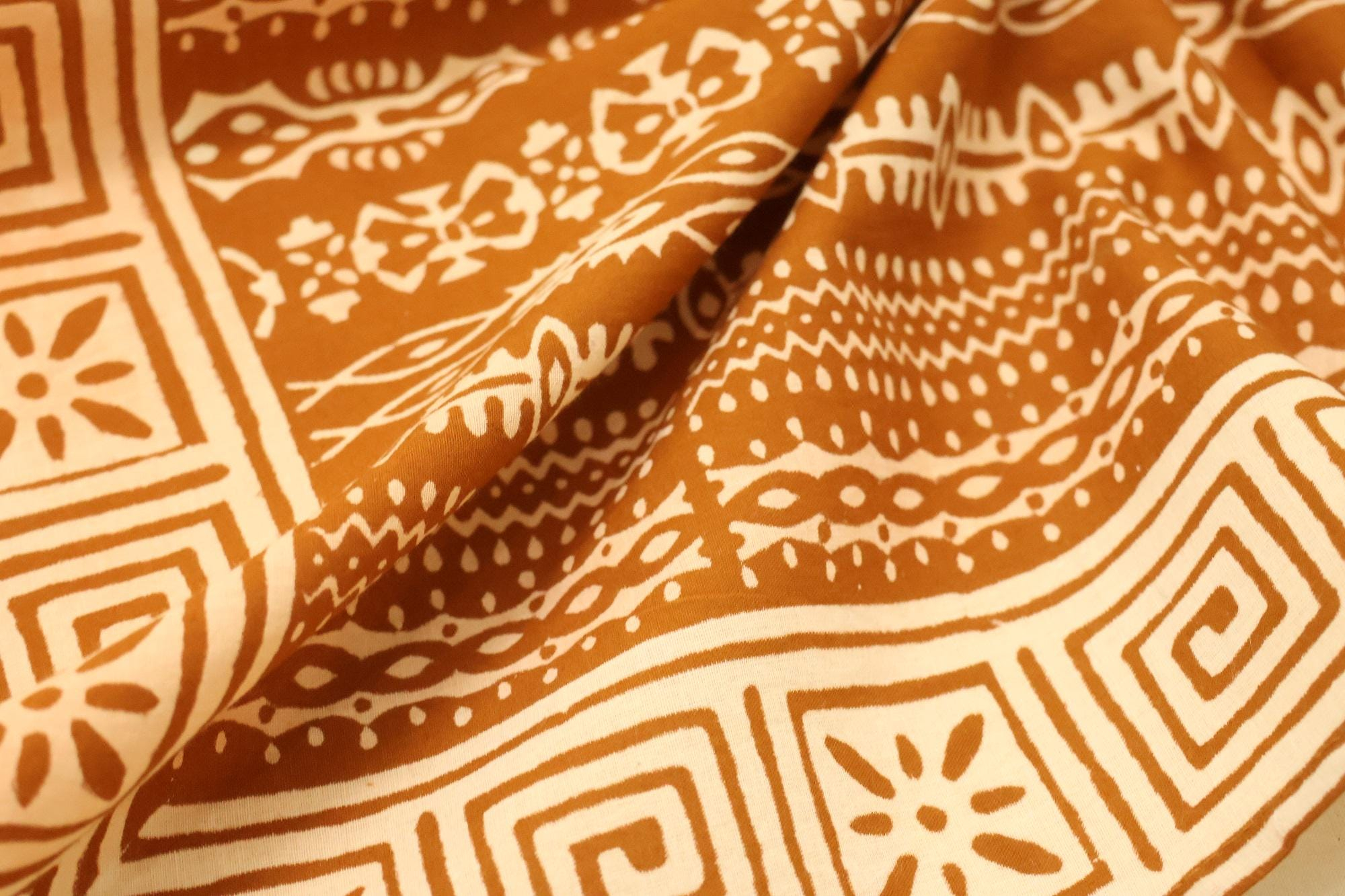 Rust Brown Geometric Tribal Print Bandana Scarf - Image 3