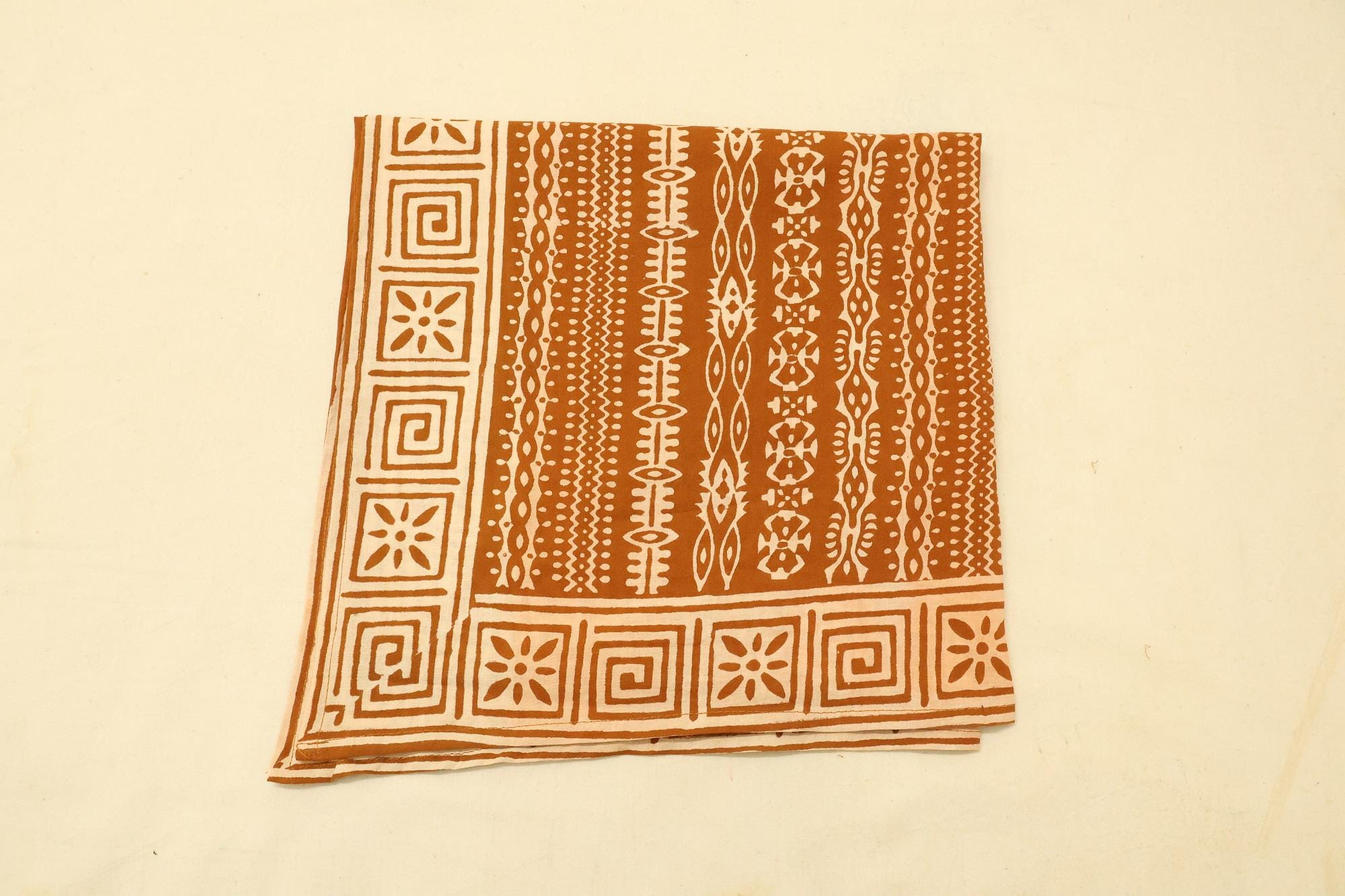 Rust Brown Geometric Tribal Print Bandana Scarf - Image 5