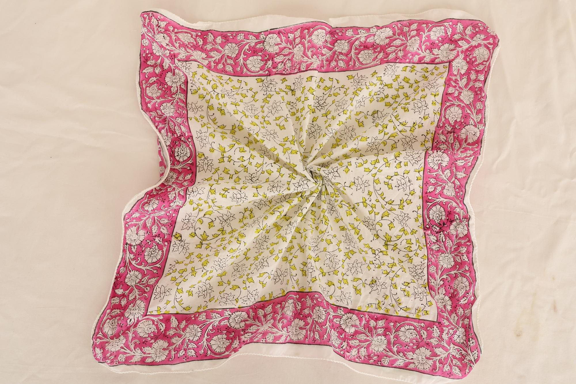 Pink Floral Vine Botanical Bandana Scarf - Image 5