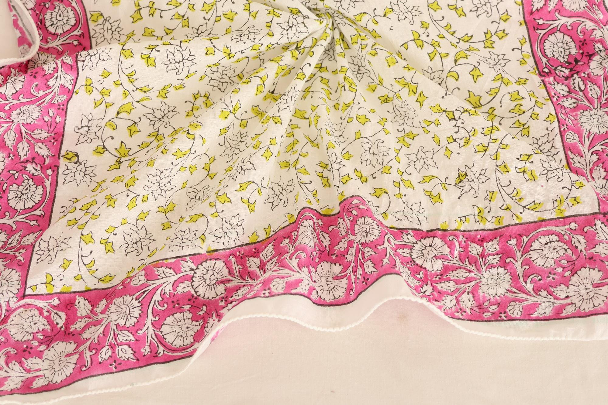 Pink Floral Vine Botanical Bandana Scarf - Image 4