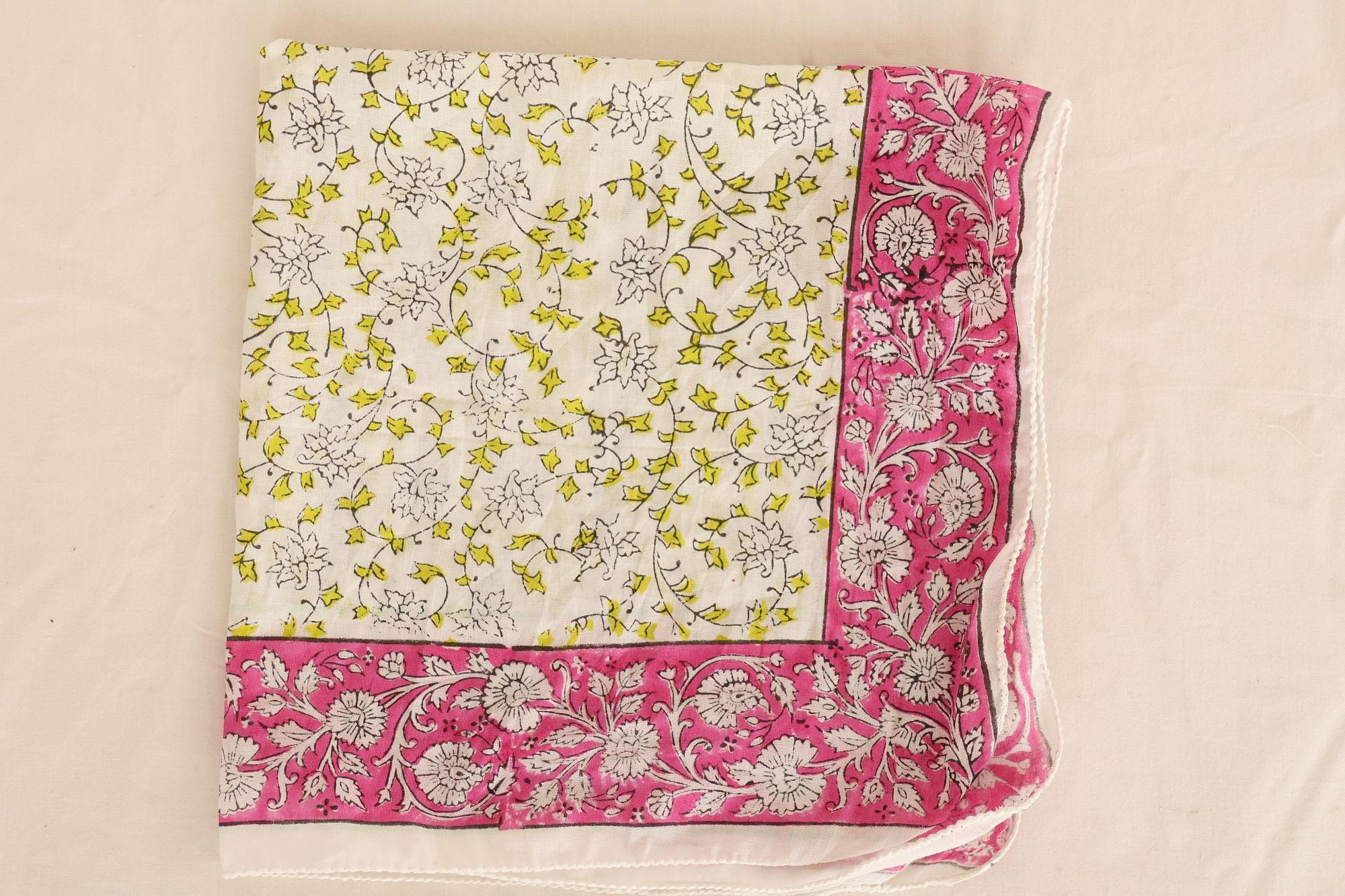 Pink Floral Vine Botanical Bandana Scarf - Image 3
