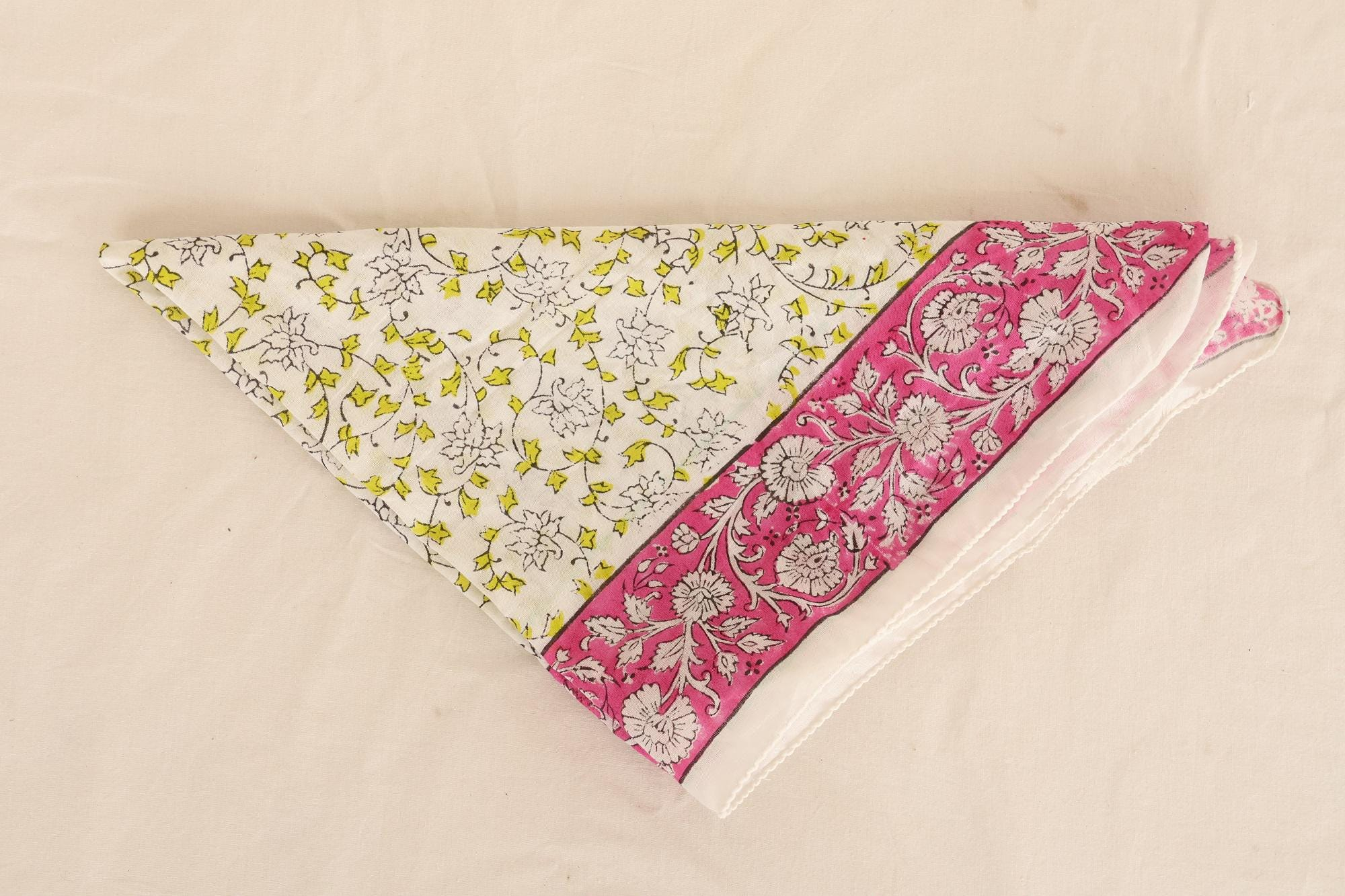 Pink Floral Vine Botanical Bandana Scarf - Image 2