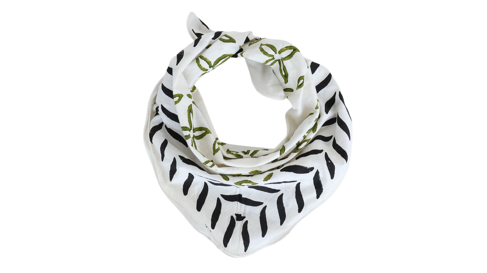 Turquoise Blue Botanical Geometric Bandana Scarf