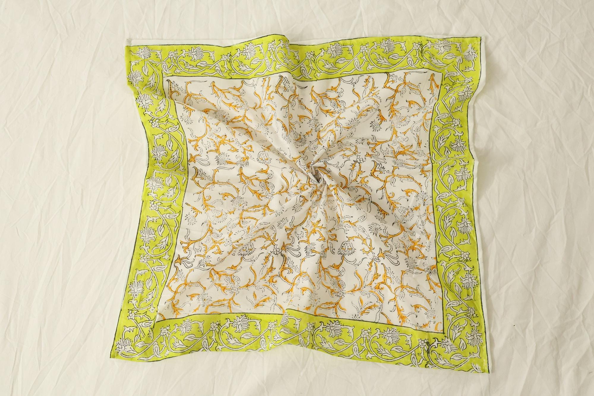 Lime Green Paisley Botanical Bandana Scarf - Image 4