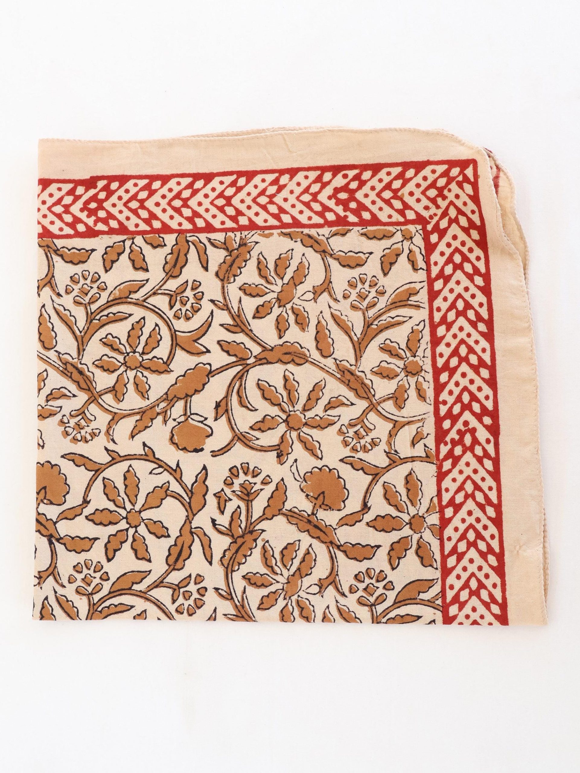 Terracotta Floral Red Diamond Border Bandana Scarf - Image 4