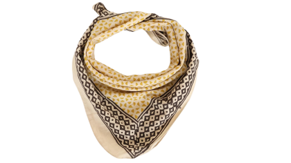Mustard Yellow Geometric Black Border Bandana Scarf