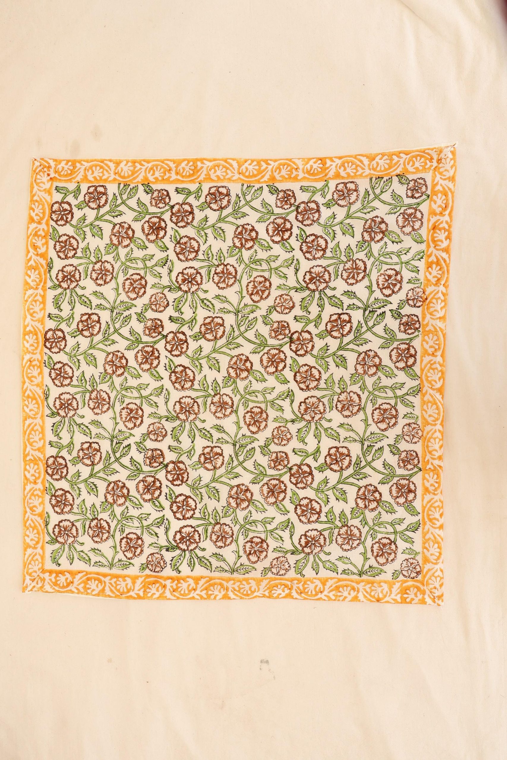 Orange Floral Vine Botanical Bandana Scarf - Image 2