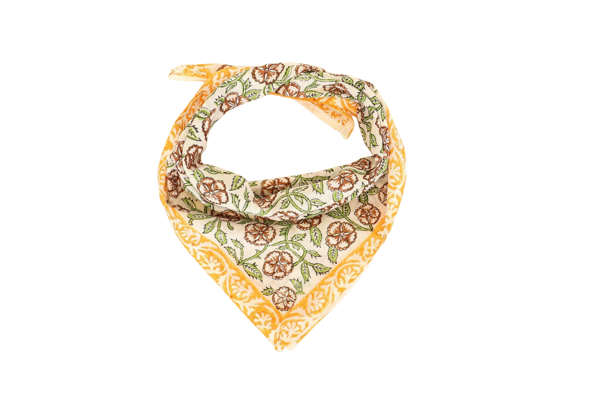 Orange Floral Vine Botanical Bandana Scarf