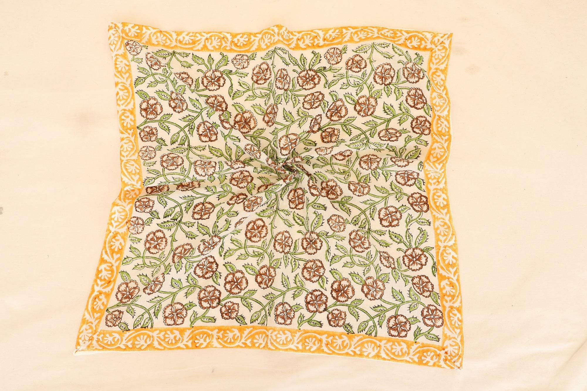 Orange Floral Vine Botanical Bandana Scarf - Image 4