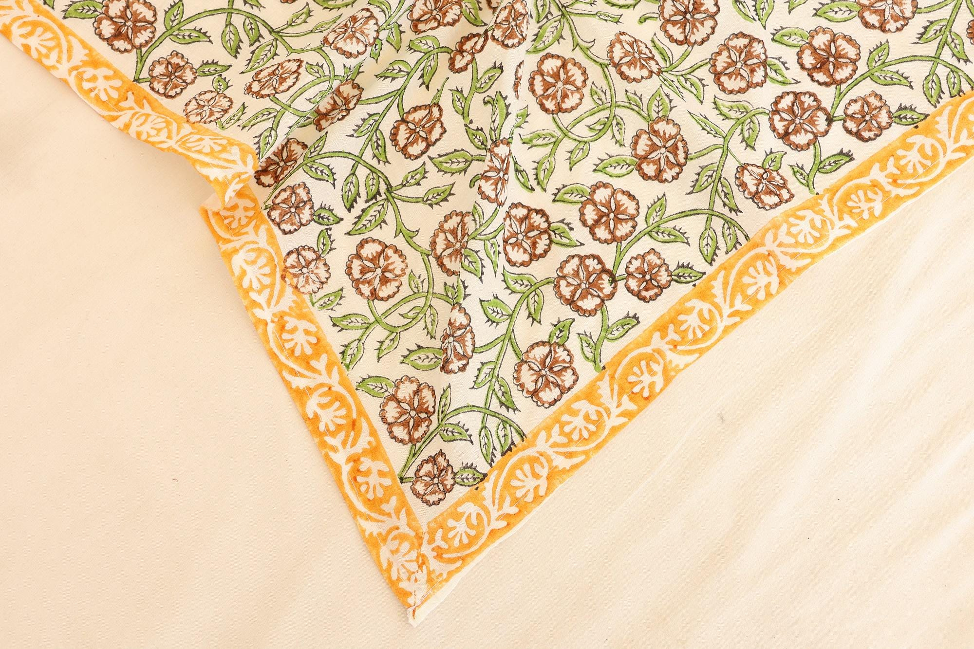 Orange Floral Vine Botanical Bandana Scarf - Image 3